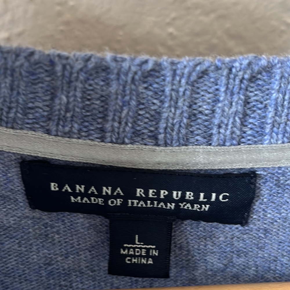 Banana Republic Italian Yarn Blue Women's Cardigan Size Large - Picture 3 of 9